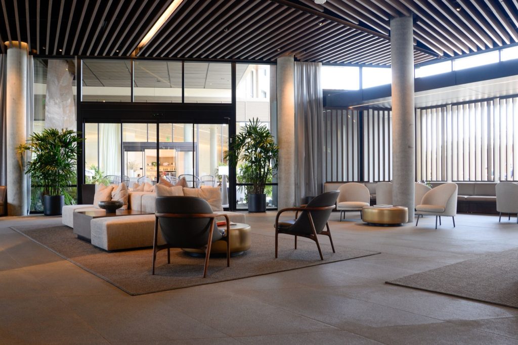 Modern commercial lobby lounge renovation